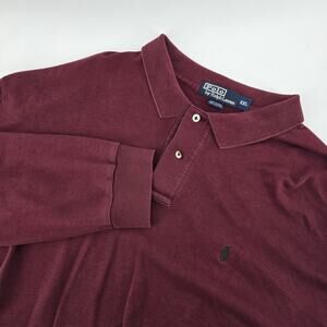 Men Polo Ralph Lauren Burgundy Polo Shirt Size XXL Long Sleeve Soft Casual